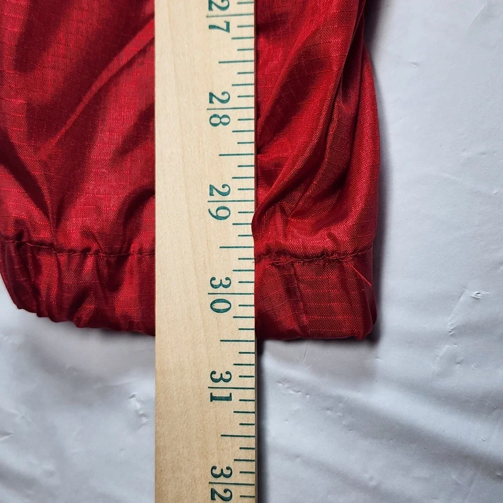 Vintage Eddie Bauer Red Nylon Lightweight Jacket Windbreaker Hideaway Hood Large